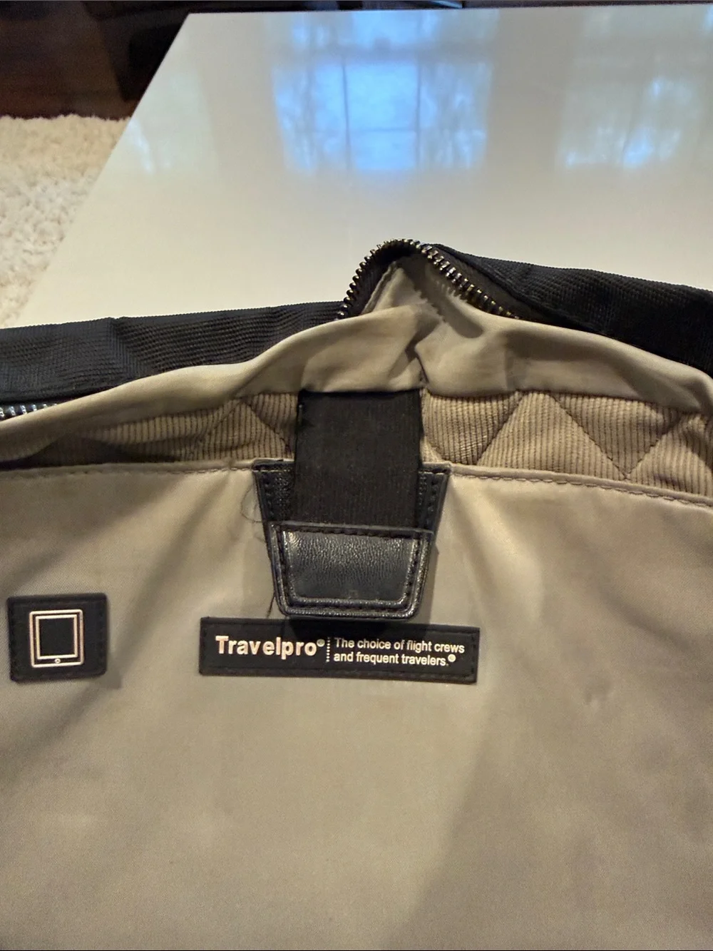 Black Women's Travelpro Laptop Tote Bag with Leather Trim